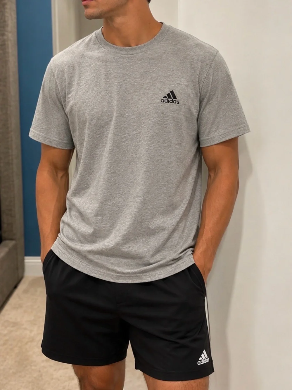 Men’s adidas Grey Short-Sleeve Tee- Large